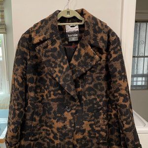 Kensie Leopard Print Wool Coat